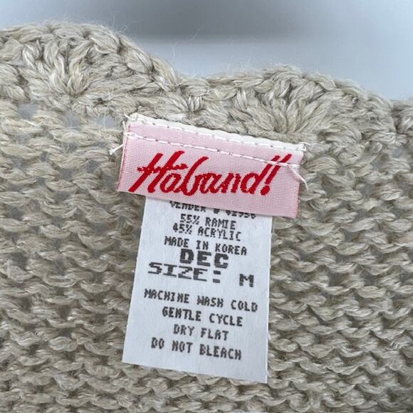 VTG Haband Cardigan Cable Knit Sweater Vest Womens M Floral Embroidered Cottage - Picture 3 of 6